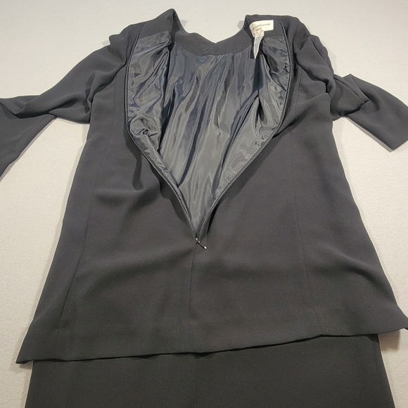 Vintage 90s Evan Picone Dress Black Gold Button Retro Career Women's Size 8 - Picture 5 of 8